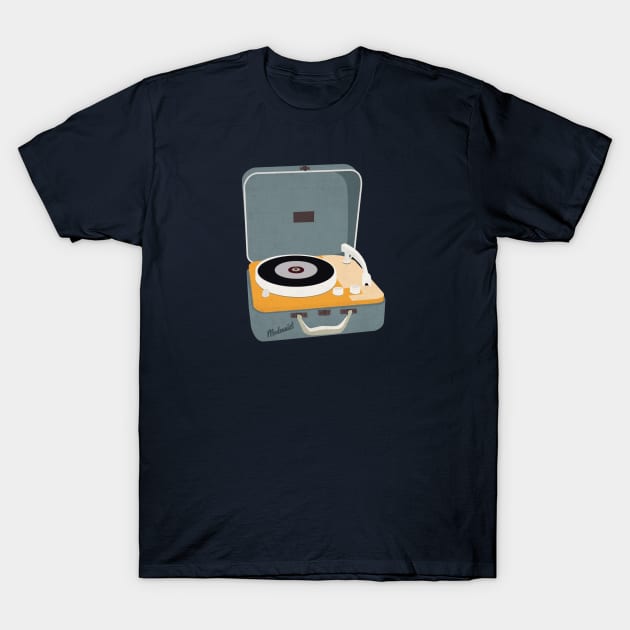 Textured Little Vintage Record Player T-Shirt by modernistdesign